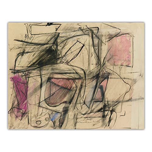 Berühmte Gemälde Druck auf Leinwand Willem De Kooning"Untitled II"Leinwand Wandkunst für Wohnzimmer Dekor Bild 40x50cm(16x20in) Rahmenlos von LKLKLK