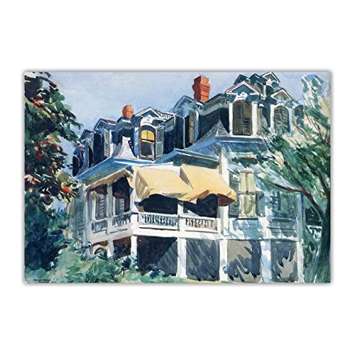 Edward Hopper Berühmte Gemälde Reproduktionen"Das Mansardendach"Druck auf Leinwand,Wandkunst für Wohnkultur Bild 20x28cm(8x11in) Rahmenlos von LKLKLK