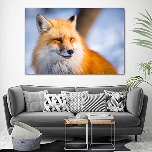 Fuchs Tier auf Leinwand,Leinwand Wandkunst Gemälde für Wand Deko 60x90cm(24x36in) Rahmenlos von LKLKLK