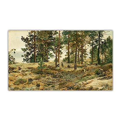 Ivan Shishkin Berühmtes Gemälde "Auf sandigem Boden. Mary-Howie auf der finnischen Eisenbahn"Leinwand Wandkunst für Wohnkultur Bilder 30x55cm Rahmenlos von LKLKLK