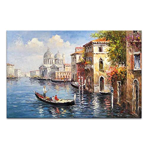 LKLKLK Panoramabild auf Leinwand,Italien Venedig Landschaft Wasserstadt Natur Druck auf Leinwand,Leinwand Gemälde und Poster für Wohnzimmer Schlafzimmer Büro Wanddekoration 30x45cm(12x18in) Rahmenlos von LKLKLK