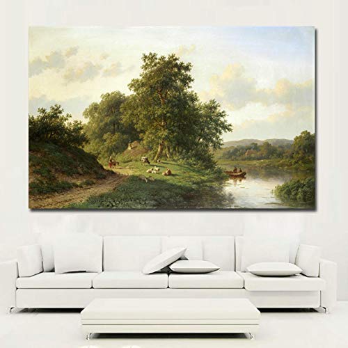 Landschaft auf Leinwand,Sommerwald Landschaftsbild auf leinwand,Leinwand Wandkunst Gemälde für Wand Deko 50x70cm(20x28in) Rahmenlos von LKLKLK