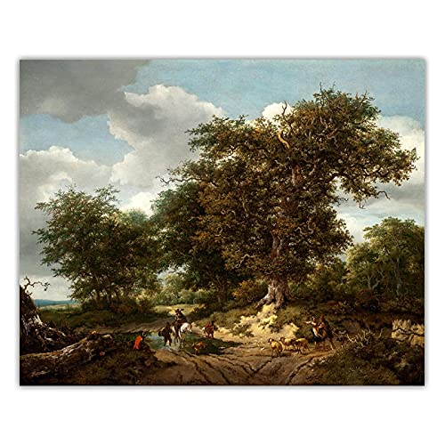 Landschaftsbilder auf leinwand,Berühmte Gemälde Jacob van Ruisdael"The Great Oak"Reproduktion Druck auf Leinwand,Leinwand Wandkunst Gemälde 40x50cm(16x20in) Rahmenlos von LKLKLK