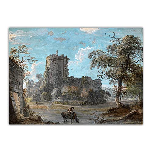 Sandby Klassische Ölgemälde Reproduktionen Druck auf Leinwand"Entrance to Chepstow Castle",Leinwand Wandkunst für Wohnkultur Bilder 20x28cm(8x11in) Rahmenlos von LKLKLK