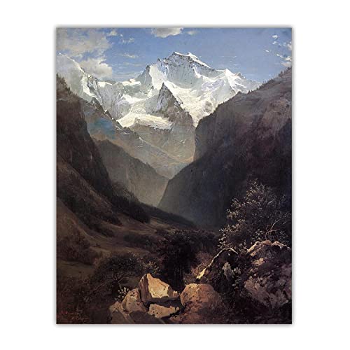 Savrasov Klassische Ölgemälde Reproduktionen Druck auf Leinwand"Blick in die Schweizer Alpen",Leinwand Wandkunst für Wohnkultur Gemälde 30x40cm(12x16in) Rahmenlos von LKLKLK