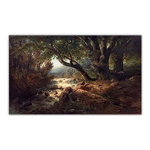 Savrasov Klassische Ölgemälde Reproduktionen Druck auf Leinwand"Dschungel Wasserfall",Leinwand Wandkunst für Wohnkultur Gemälde 60x100cm(24x40in) Rahmenlos von LKLKLK