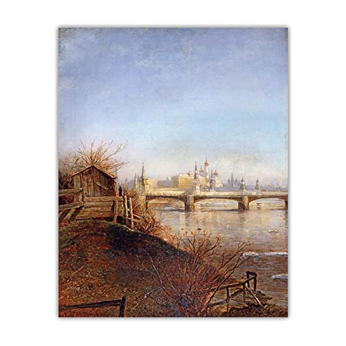 Savrasov Klassische Ölgemälde Reproduktionen Druck auf Leinwand"Frühling des Moskauer Kreml",Leinwand Wandkunst für Wohnkultur Gemälde 60x80cm(24x32in) Rahmenlos von LKLKLK