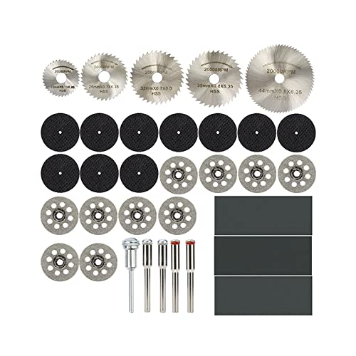 LKLNCXC Sägeblatt 33pcs Rotary Tool Accessorie HSS Saw Blade Resin Metal Cut Off Wheel Diamond Cutting Disc Saw Blade Sanding Paper Sandpaper von LKLNCXC