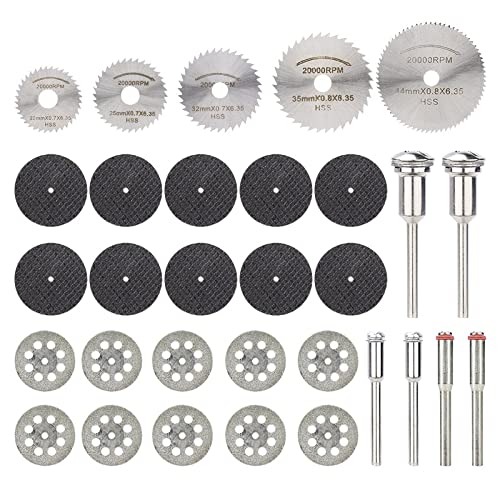 LKLNCXC Sägeblatt Circular Saw Blade 31pcs Mini Cutting Disc Set HSS Saw Blade with 1/8'' Mandrel 25mm Diamond Saw Blade Resin Cutting Disc von LKLNCXC