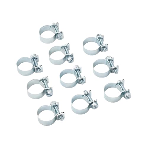 LKLNCXC Schlauchschelle 10 Stück Kraftstoffleitungs-Schlauchschellen Klemme Benzinleitung Kühlmittelkühler Kohlenstoffstahl verzinkte Rohrverschraubungen Befestigungswerkzeug(Silver 10pcs,10mm 12mm) von LKLNCXC