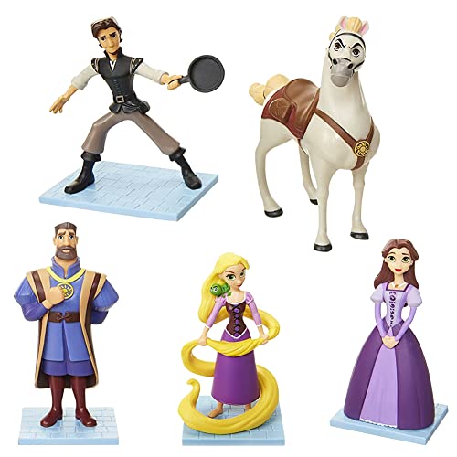 LKNBIF 5 Stück Rapunzel Figuren Set, Rapunzel Mini Figuren, Prinzessin Rapunzel-Figur Weißes Pferd Figur Tortenfiguren Action Figur Tortendeko Cake Topper Kuchendeko für Kinder von LKNBIF