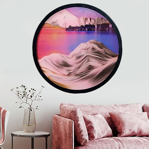 LKQTNDA Sandbilder Zum Drehen, 360° Drehbar Wand Deko Fließende Sandmalerei, 3D Dynamische Sandlandschaft Landschaft Bewegtes Sandbild, Wand Deko Wohnzimmer Schlafzimmer,C-24in/61cm von LKQTNDA