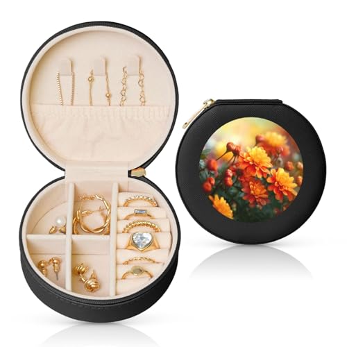 LKTPSKQRY Reise-Schmuckschatulle, Leder, klein, Schmuck-Organizer für Damen, tragbares Schmuckkästchen, Herbstblumen-Display, Aufbewahrungsboxen, Mini-Reiseetui für Halsketten, Ringe LKTPSKQRY Reise-Schmuckschatulle, Leder, klein, Schmuck-Organizer für Damen, tragbares Schmuckkästchen, Herbstblumen-Display, Aufbewahrungsboxen, Mini-Reiseetui für Halsketten, Ringe von LKTPSKQRY