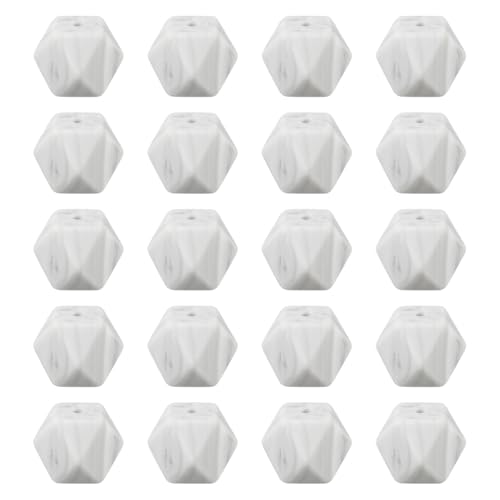 LKXHarleya 20 Stück polygonale lose Gummiperlen, 14 mm, sechseckige Silikonperlen für Stifte, Halsketten, Armbänder, Schlüsselanhänger, Schmuckherstellung, DIY-Kunsthandwerk, Marmor von LKXHarleya