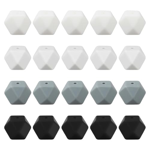 LKXHarleya 20 Stück polygonale lose Gummiperlen, 14 mm Silikon-Sechseckperlen für Stifte, Halsketten, Armbänder, Schlüsselanhänger, Schmuckherstellung, DIY-Kunsthandwerk, Set 9 von LKXHarleya