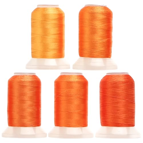 LKXHarleya 5 Rollen 500 m je Spulenfaden, Polyester-Stickgarn für Heim-Sticknähmaschinen, Orange von LKXHarleya