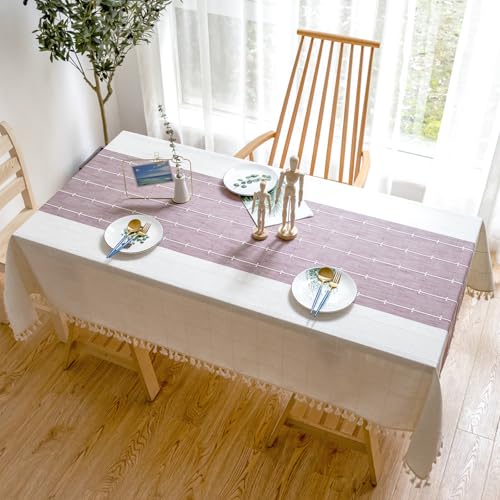 LLATUAN Tischdecke für Zuhause,110x110cm,Baumwollleinen Tischdecke,Abwaschbar Fleckschutz pflegeleicht abwaschbar, Für Deko Hochzeit Hotel Restaurant Cafe Gastronomie von LLATUAN