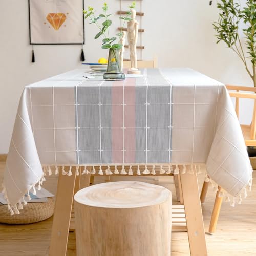 LLATUAN Tischwäsche,140x140cm,Baumwollleinen Tischdecke,Abwaschbar Fleckschutz pflegeleicht abwaschbar, Für Deko Hochzeit Hotel Restaurant Cafe Gastronomie von LLATUAN