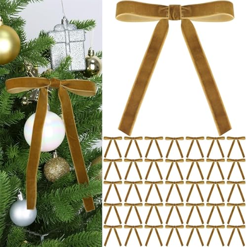 LLECDASEUI Weihnachtsrot Samt Schleifen Von 36 Stück - Vintage Hochzeit Samt Geschenkband Schleifen Für Baum Kranz-Krawatte Für Zuhause Dekoration Für Drinnen Dekorationen Für Draußen (Braun) von LLECDASEUI