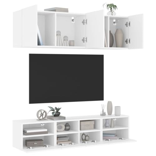 Entertainment Centers & TV-Ständer, 5-teilig, TV-Wandschränke, Holz, Weiß von LLEZKBR