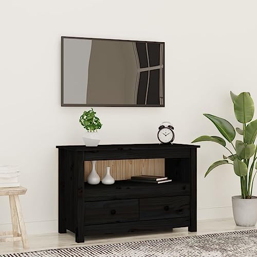 Entertainment Centers & TV Stands-TV Cabinet Black 79x35x52cm Massivholz Kiefer von LLEZKBR