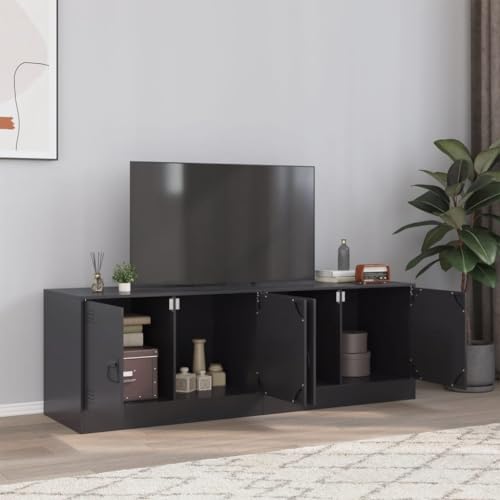 Entertainment Centers & TV Stands-TV Cabinets 2pcs Black 67x39x44cm Steel von LLEZKBR