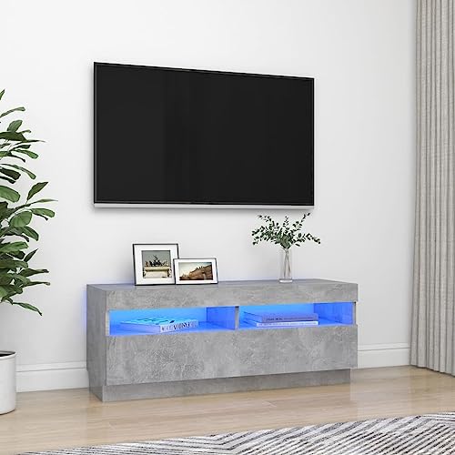 Entertainment Centers & TV Stands-TV Schrank mit LED-Leuchten Betongrau 100x35x40cm von LLEZKBR