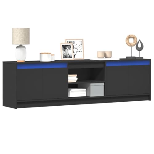 Entertainment Centers & TV Stands-TV Schrank mit LED Schwarz 180x34x50cm Holzwerkstoff von LLEZKBR