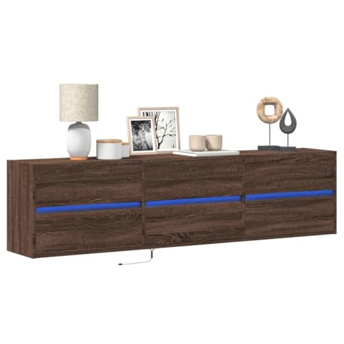 Entertainment Centers & TV Stands-TV Wandschrank mit LED Braun Eiche 180x31x45cm von LLEZKBR