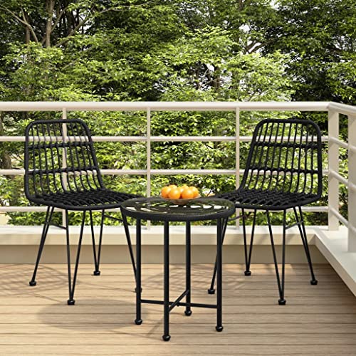 Gartenmöbel-Set, 3-teilig, Polyrattan, Schwarz von LLEZKBR