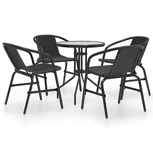 Gartenmöbel-Set, 5-teilig, Schwarz von LLEZKBR