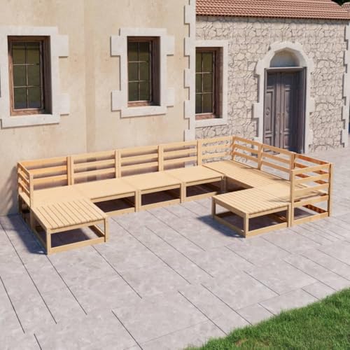 Gartenmöbel-Set, 9-teilig, massives Kiefernholz von LLEZKBR