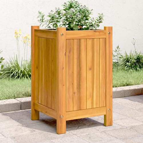 LLEZKBR Furniture Select-Garden Pflanzkübel mit Einsatz 31x31x50 cm Massivholz Akazie von LLEZKBR