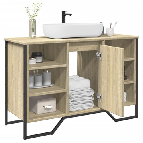 Möbelsets Badmöbel Sets Badezimmer Waschbecken Schrank Sonoma Eiche 91x35x60cm Holzwerkstoff von LLEZKBR