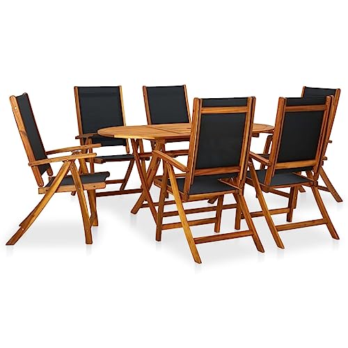 Outdoor-Möbel-Sets, 7-teiliges Esszimmer-Set, massives Akazienholz von LLEZKBR