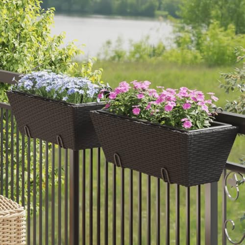 Rasen und Garten, Gartenarbeit, Töpfe und Pflanzgefäße, Pflanzgefäße mit Haken, 2 Stück, schwarzes Polyrattan von LLEZKBR