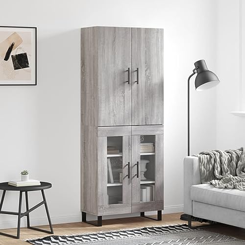 Schränke & Aufbewahrung-Buffets & Sideboards-Highboard Grau Sonoma 69,5x34x180 cm Holzwerkstoff von LLEZKBR