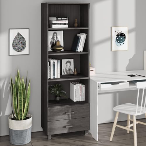 Schränke & Aufbewahrung-Buffets & Sideboards-Highboard HAMAR hellgrau 60x35x180 cm Massivholz Kiefer von LLEZKBR