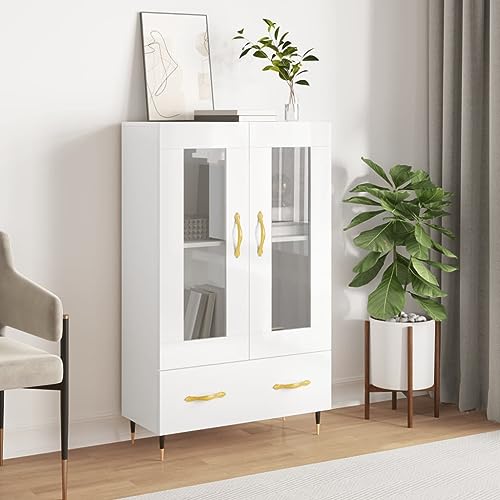 Schränke & Aufbewahrung-Buffets & Sideboards-Highboard Hochglanz Weiß 69,5x31x115cm Holzwerkstoff von LLEZKBR