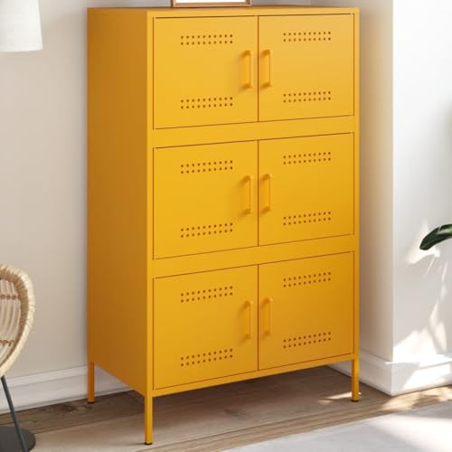 Schränke & Aufbewahrung-Buffets & Sideboards-Highboard Senfgelb 68x39x113 cm Stahl von LLEZKBR