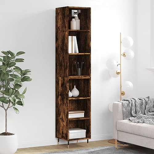 Schränke & Aufbewahrung-Buffets & Sideboards-Highboard geräucherte Eiche, 34,5 x 32,5 x 180 cm, Holzwerkstoff von LLEZKBR