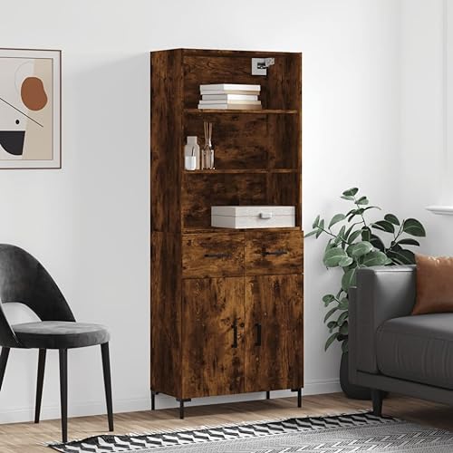 Schränke & Aufbewahrung-Buffets & Sideboards-Highboard geräucherte Eiche, 69,5 x 34 x 180 cm, Holzwerkstoff von LLEZKBR