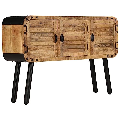 Schränke & Aufbewahrung-Buffets & Sideboards-Sideboard aus massivem Mangoholz, 120 x 30 x 76 cm von LLEZKBR