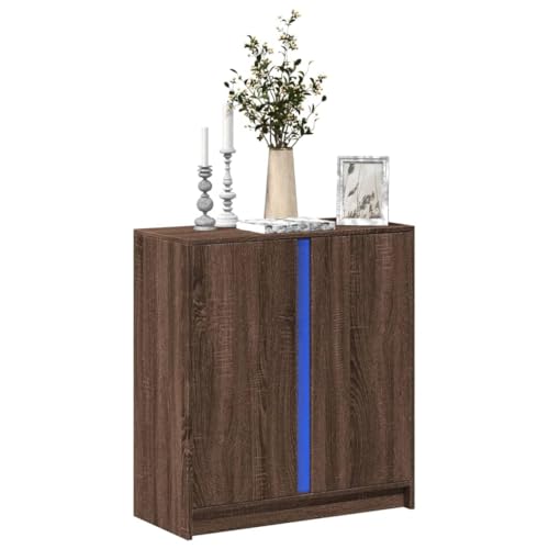 Schränke & Aufbewahrung-Buffets & Sideboards Sideboard mit LED Braun Eiche 77x34x85cm Holzwerkstoff von LLEZKBR