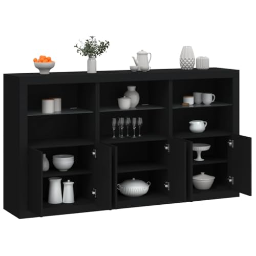 Schränke & Aufbewahrung-Buffets & Sideboards-Sideboard mit LED-Leuchten Schwarz 181,5 x 37 x 100 cm von LLEZKBR