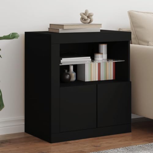 Schränke & Aufbewahrung-Buffets & Sideboards-Sideboard mit LED-Leuchten Schwarz 60,5 x 37 x 67 cm von LLEZKBR