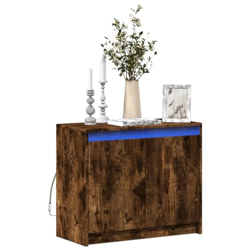 Schränke & Aufbewahrung-Buffets & Sideboards Sideboard mit LED Räuchereiche 72x34x61cm Holzwerkstoff von LLEZKBR