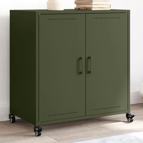 Schränke & Aufbewahrung-Buffets & Sideboards-Sideboard olivgrün 68,5x39x72cm kaltgewalzter Stahl von LLEZKBR