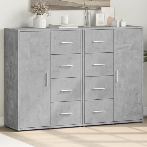 Schränke & Aufbewahrung-Buffets & Sideboards-Sideboards, 2 Stück, Betongrau, 60 x 31 x 84 cm, Holzwerkstoff von LLEZKBR