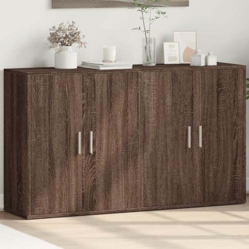 Schränke & Aufbewahrung-Buffets & Sideboards Sideboards 2 Stück Braun Eiche 60x31x70cm Holzwerkstoff von LLEZKBR